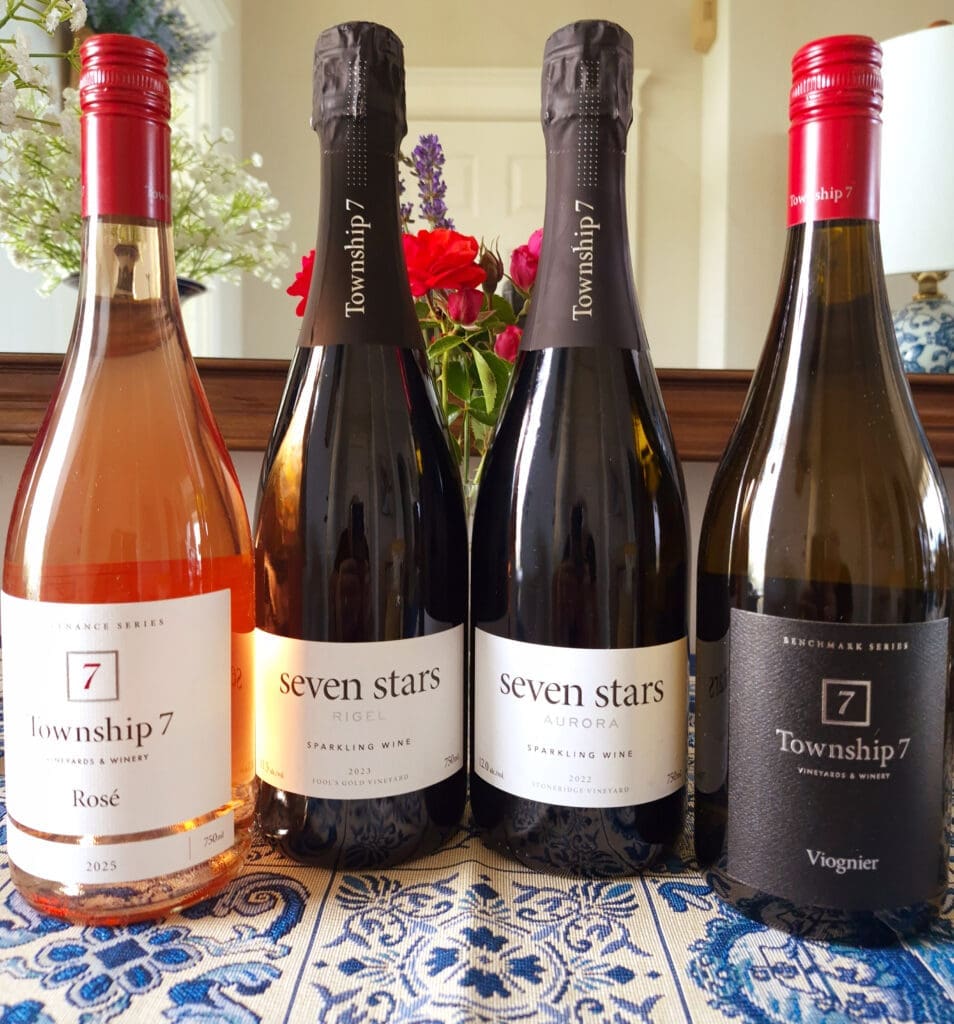 Township 7 2025 Rose and Viognier and 2 seven star sparkling wines