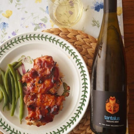 Tangalus Riesling 2023 with BBQ chicken